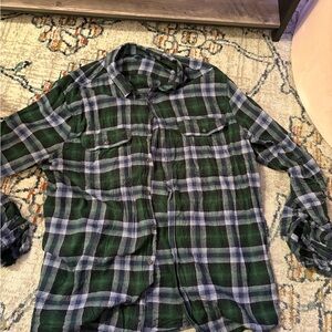 George Men's Green and Blue Plaid Button Down Shirt